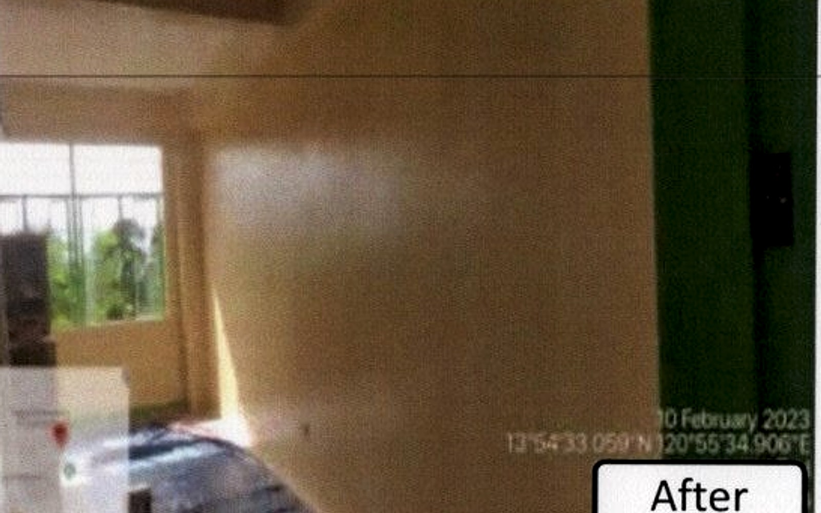 塗布後の教室壁面